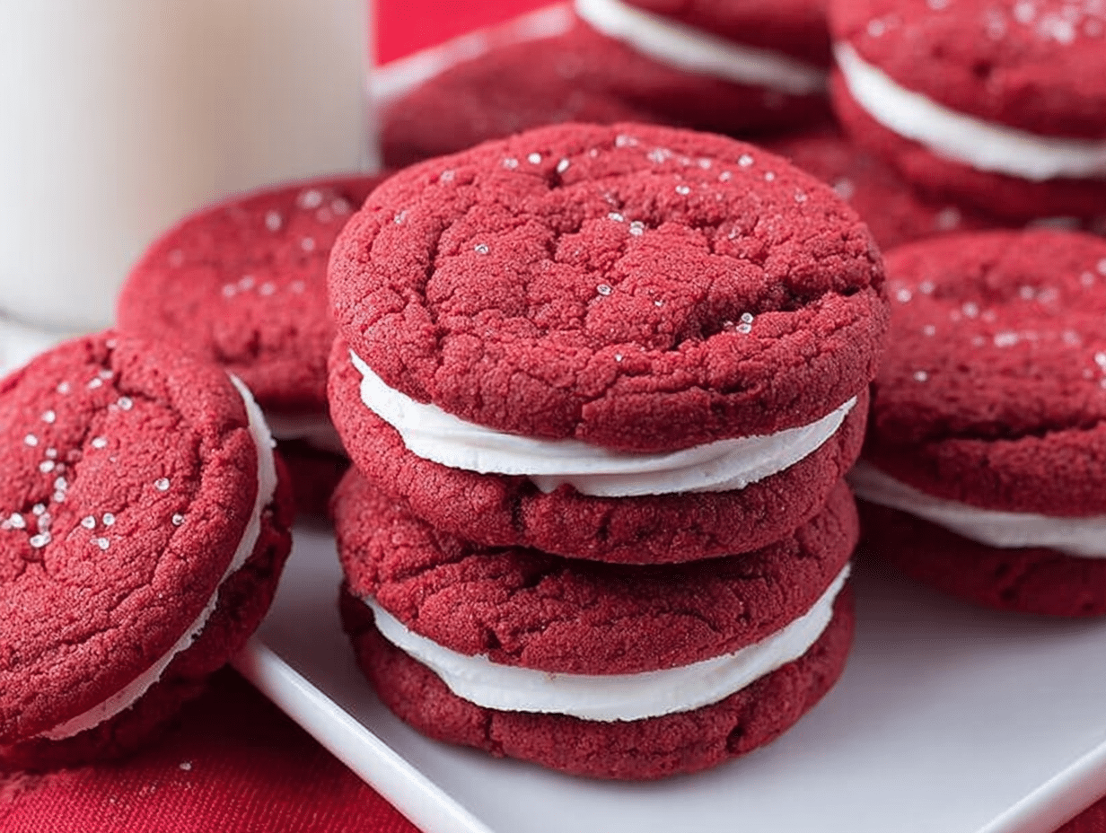 Red Velvet Cookie Sandwiches