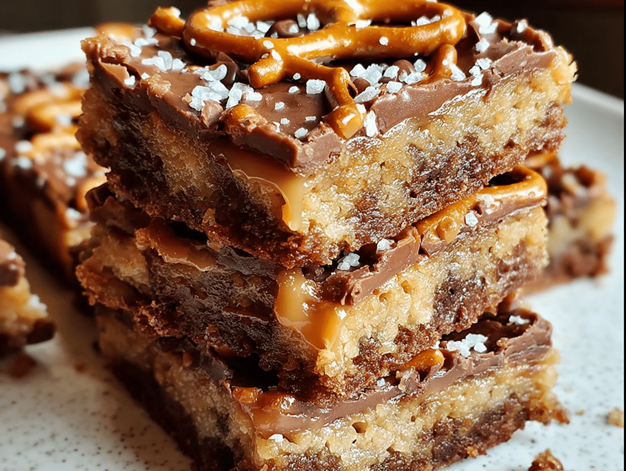 Salted Caramel Pretzel Blondies