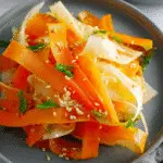 Shaved Carrot and Daikon Salad with Sesame Ginger Dressing