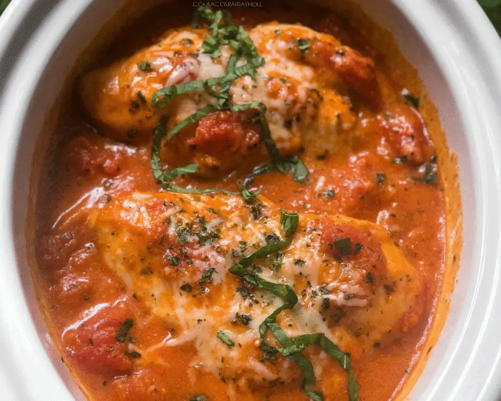 Slow Cooker Tomato Basil Chicken Breast For Spring Dinner