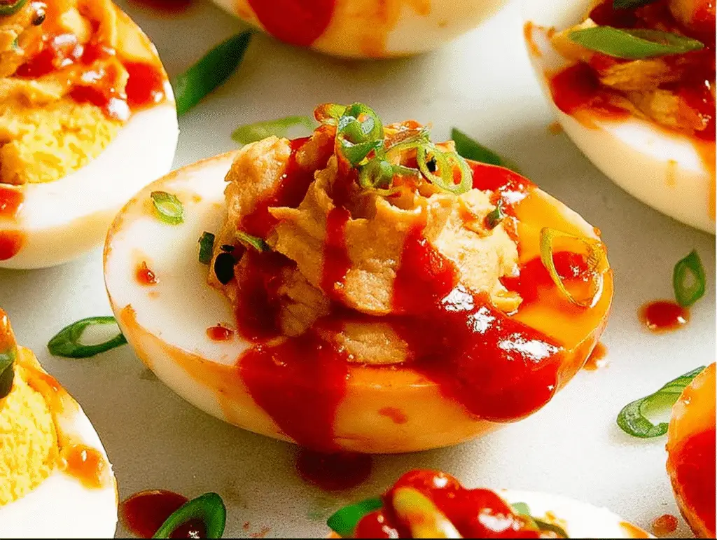Spicy Gochujang Deviled Eggs