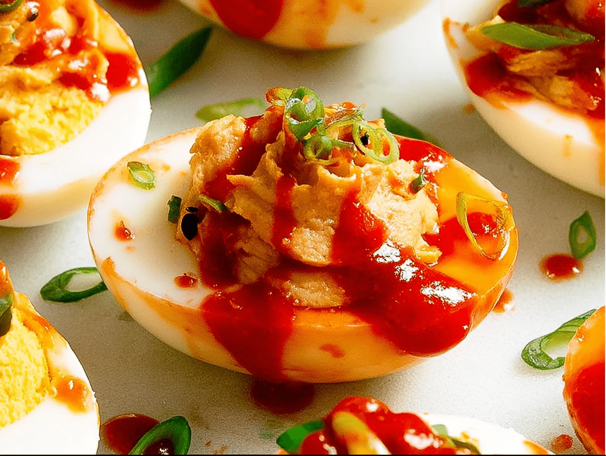 Spicy Gochujang Deviled Eggs