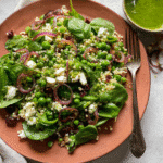 Spring Pea Feta Couscous Salad with Basil Vinaigrette