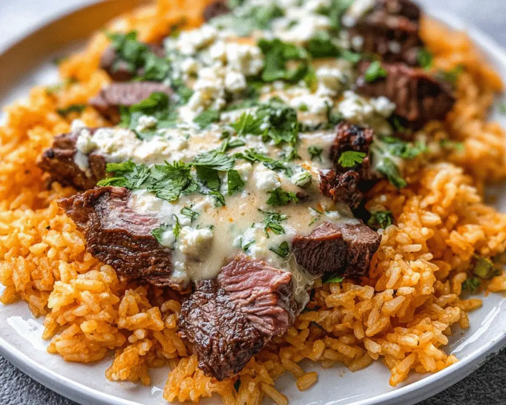 Steak & Cheese Rice For Spring Dinner
