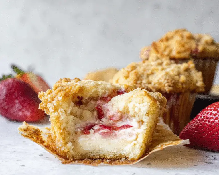 Strawberry Cream Cheese Muffins with Streusel Topping For Spring Desserts