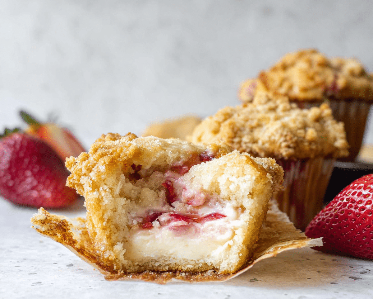 Strawberry Cream Cheese Muffins with Streusel Topping For Spring Desserts