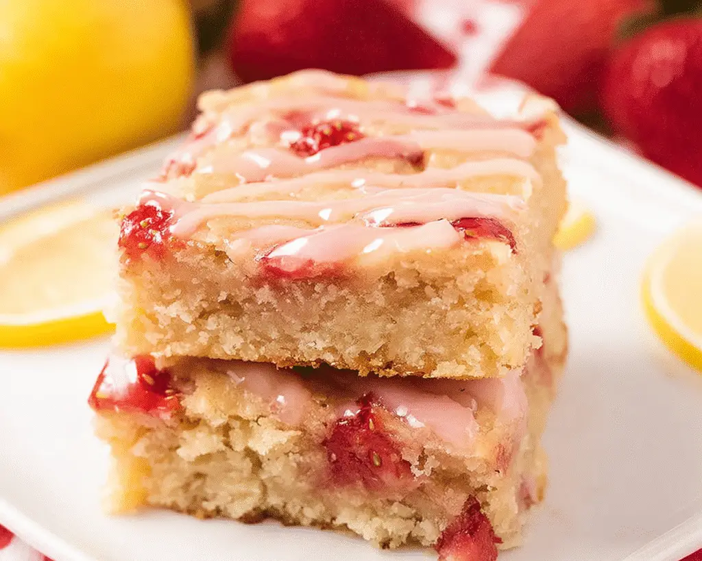 Strawberry Lemon Blondies For Spring Desserts