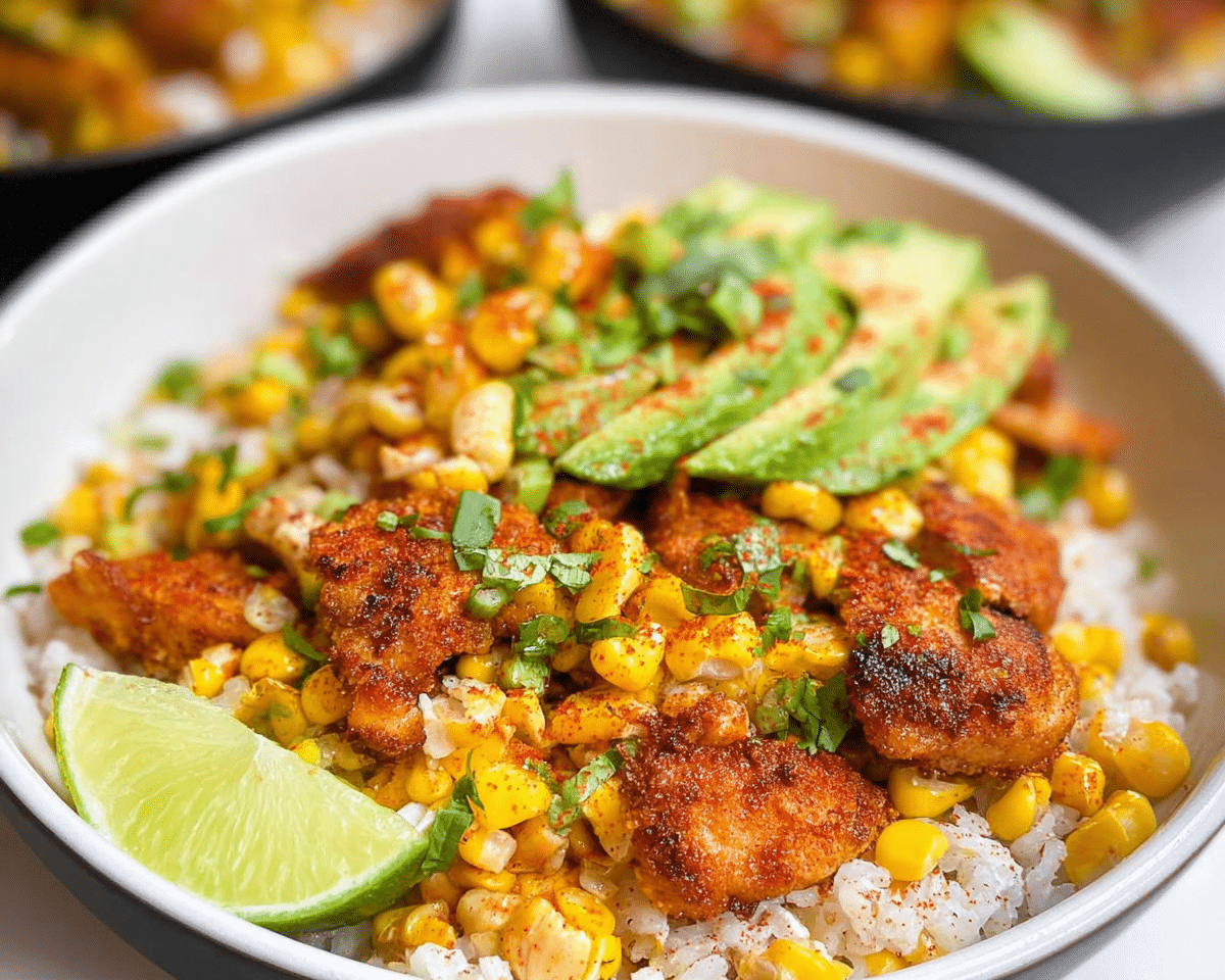 Street Corn Chicken Rice Bowl For Spring Dinner