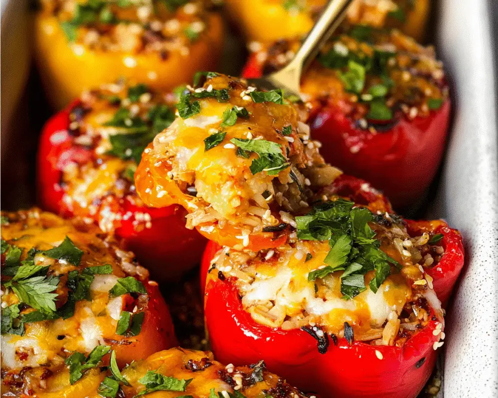 Teriyaki Pineapple Chicken and Rice Stuffed Peppers For Spring Dinner