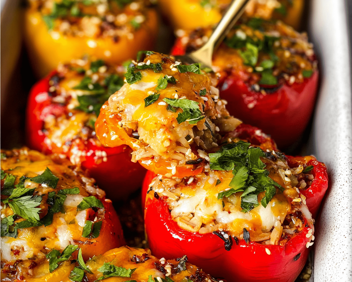 Teriyaki Pineapple Chicken and Rice Stuffed Peppers For Spring Dinner