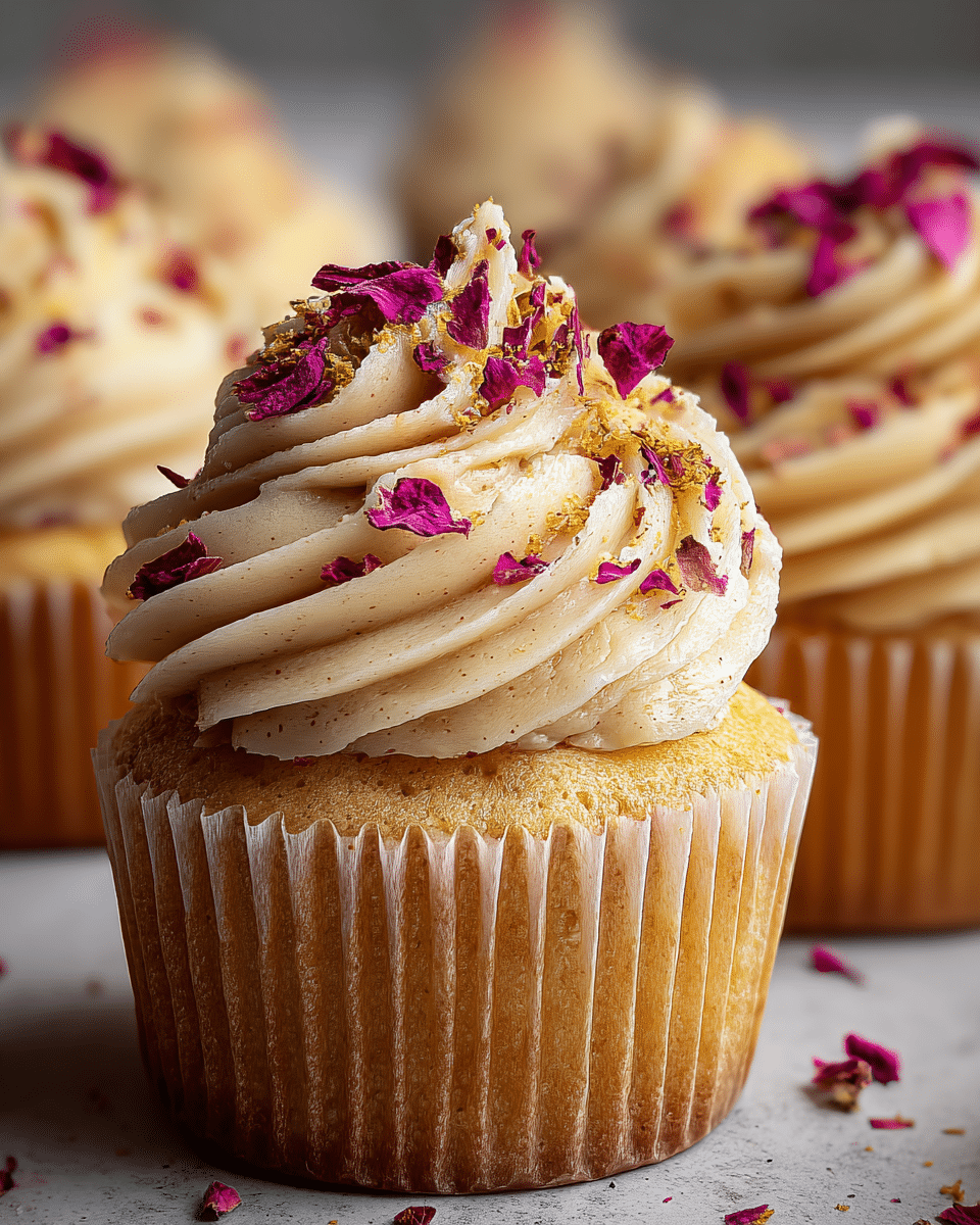 Vegan Cardamom Rose Cupcakes
