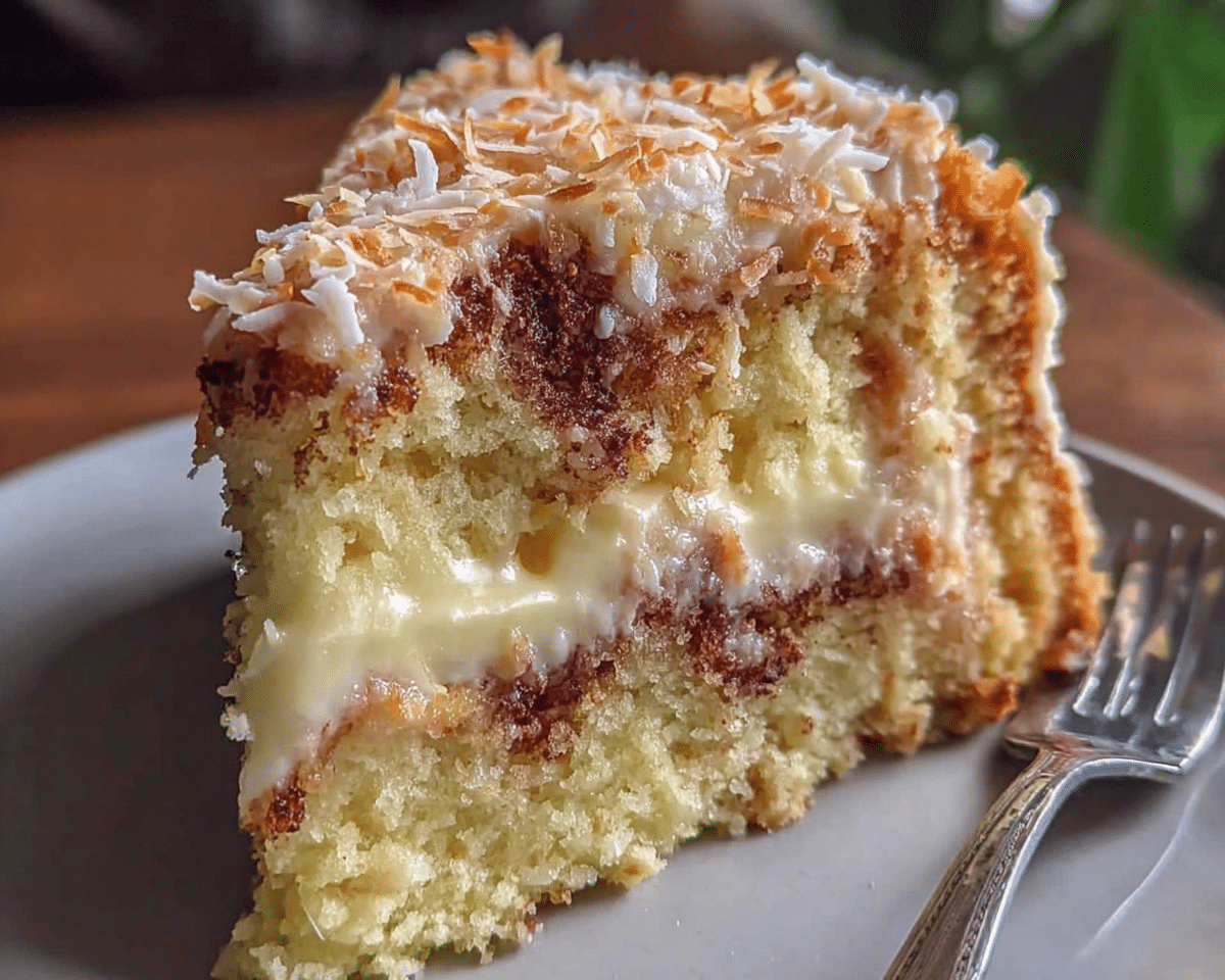 White German Chocolate Cake with Cheesecake Swirl