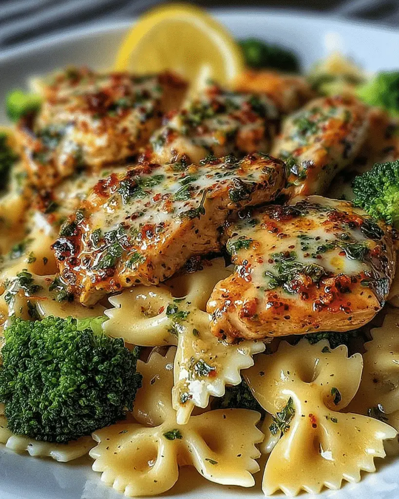 Cowboy Butter Lemon Bowtie Chicken with Broccoli