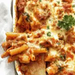 Italian Sausage Baked Mostaccioli with Spinach