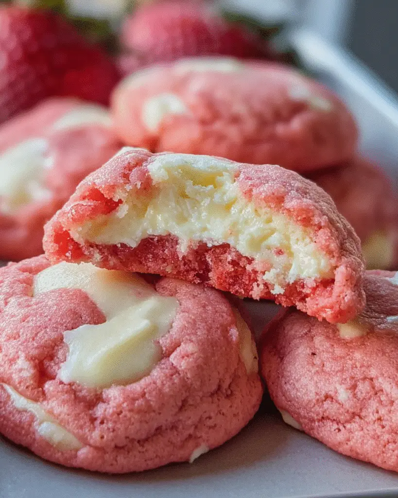Pink Strawberry Cheesecake Cookies