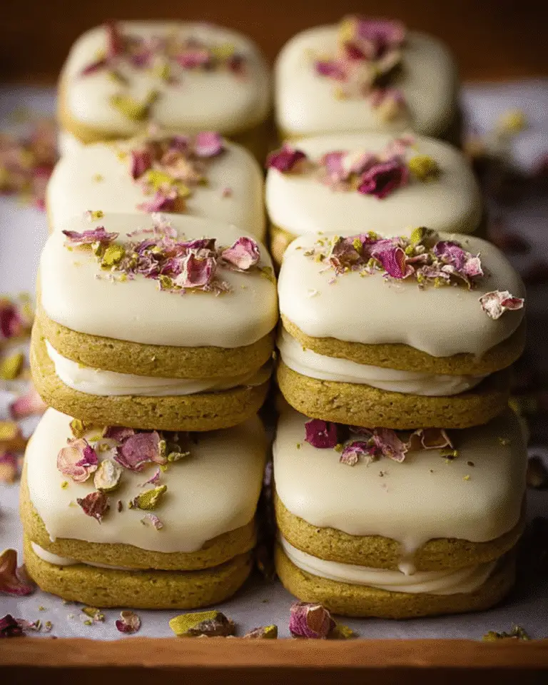 Pistachio Sandwich Cookies with White Chocolate