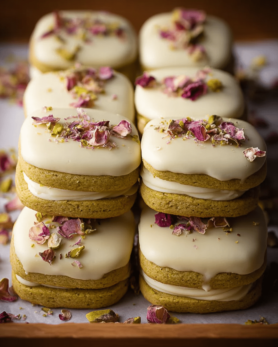 Pistachio Sandwich Cookies with White Chocolate