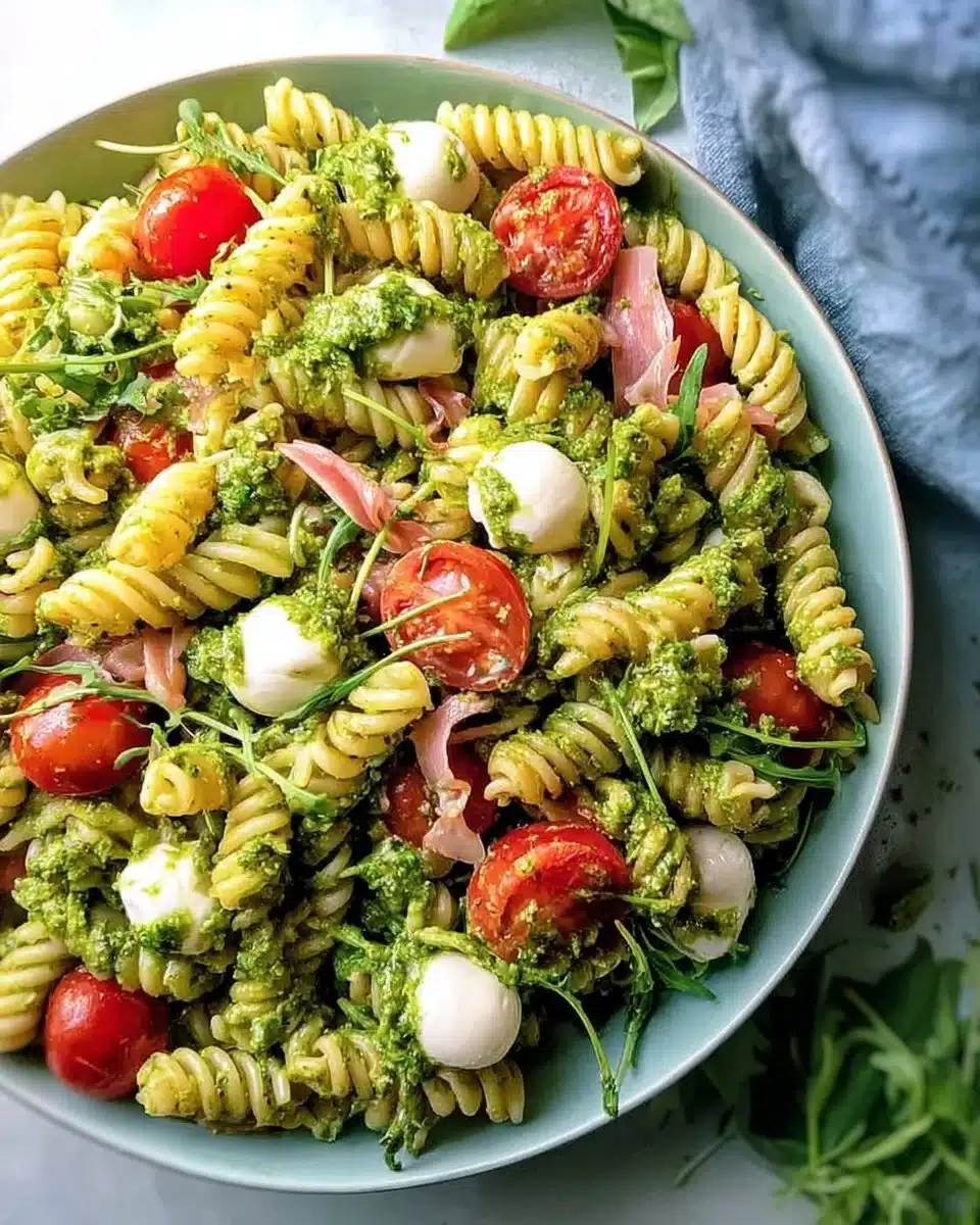 Quick Antipasto Pesto Pasta Salad