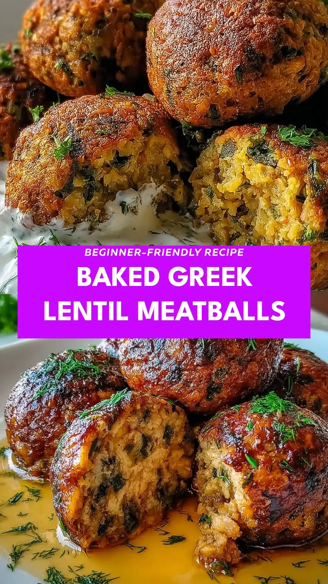 Baked Greek Lentil Meatballs