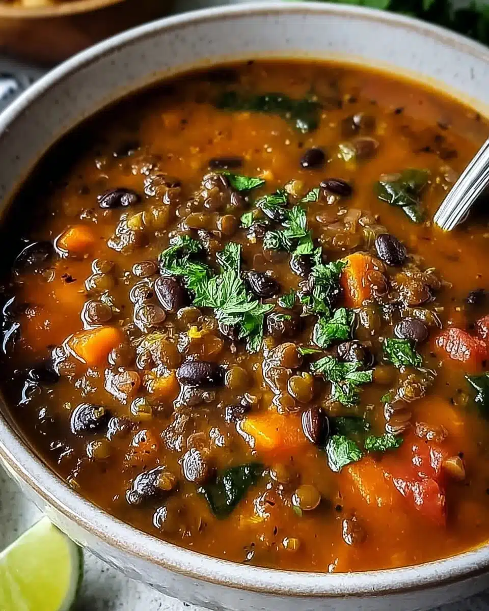Protein-Packed Black Bean and Lentil Soup