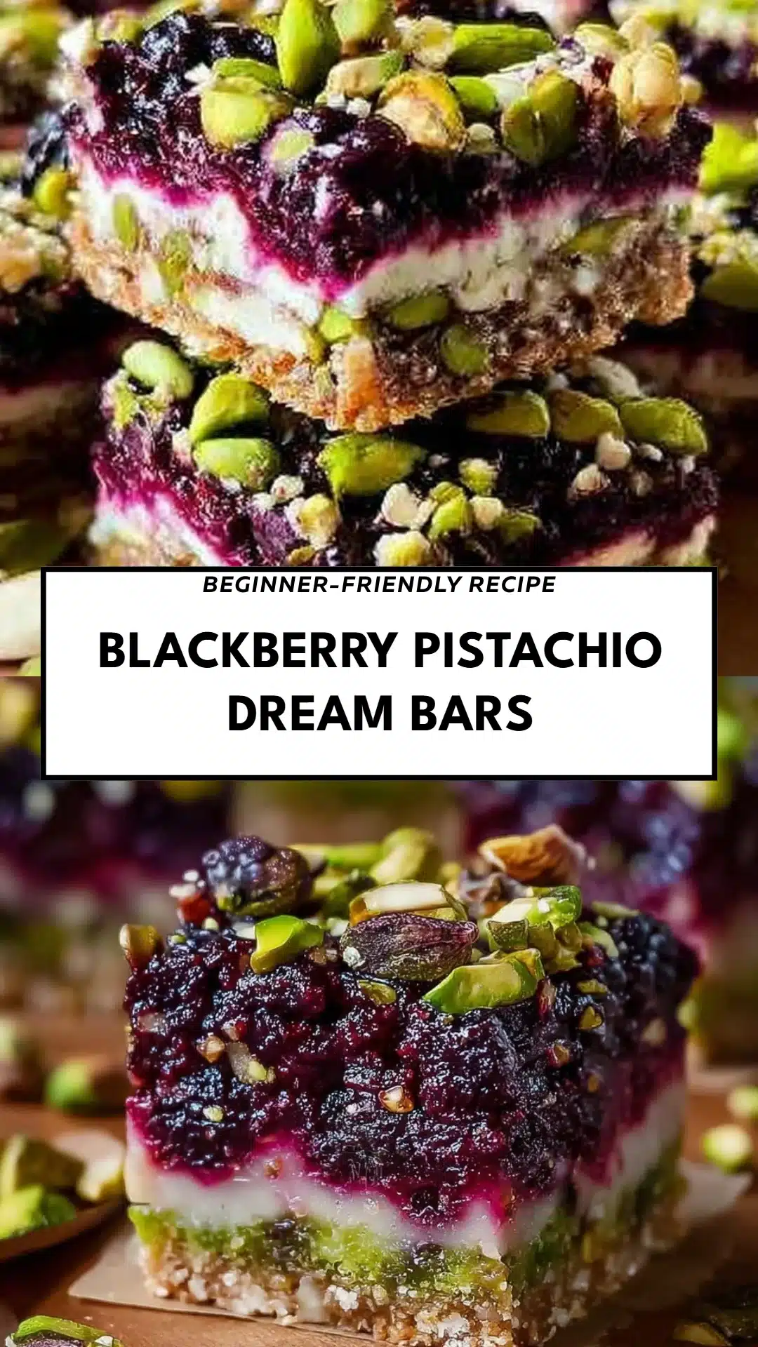 Blackberry Pistachio Dream Bars
