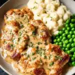 Creamy Boursin Chicken Bake dish with herbs and cheese