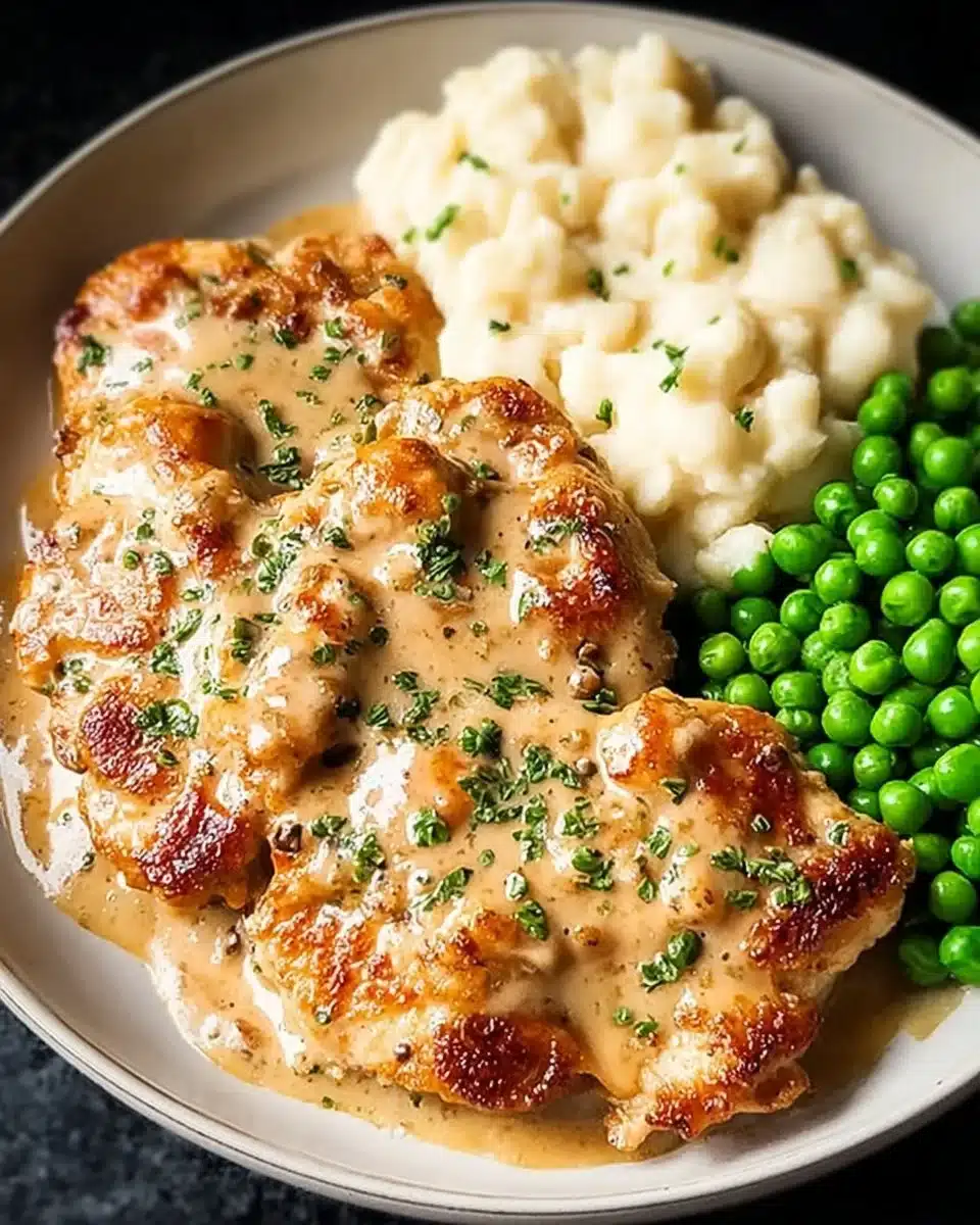 Creamy Boursin Chicken Bake dish with herbs and cheese