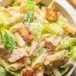 Delicious Caesar Pasta Salad with creamy dressing and fresh vegetables