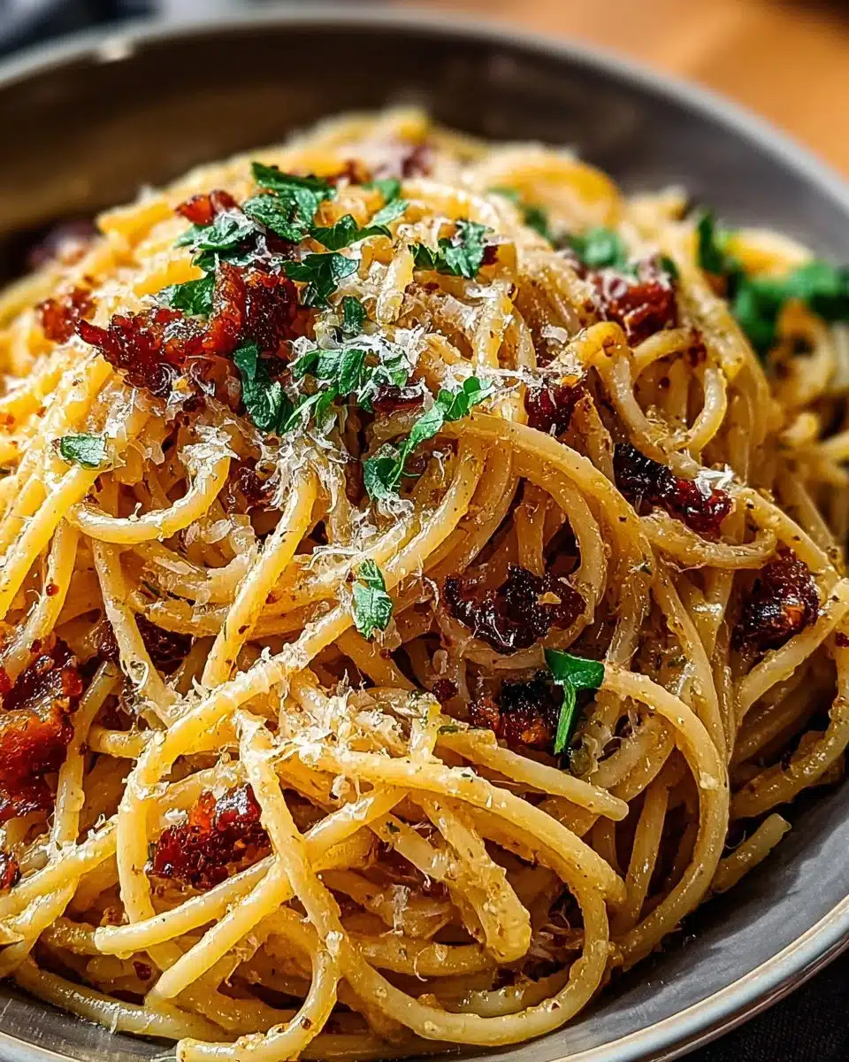 Caramelized Onion Pasta with Chili Oil