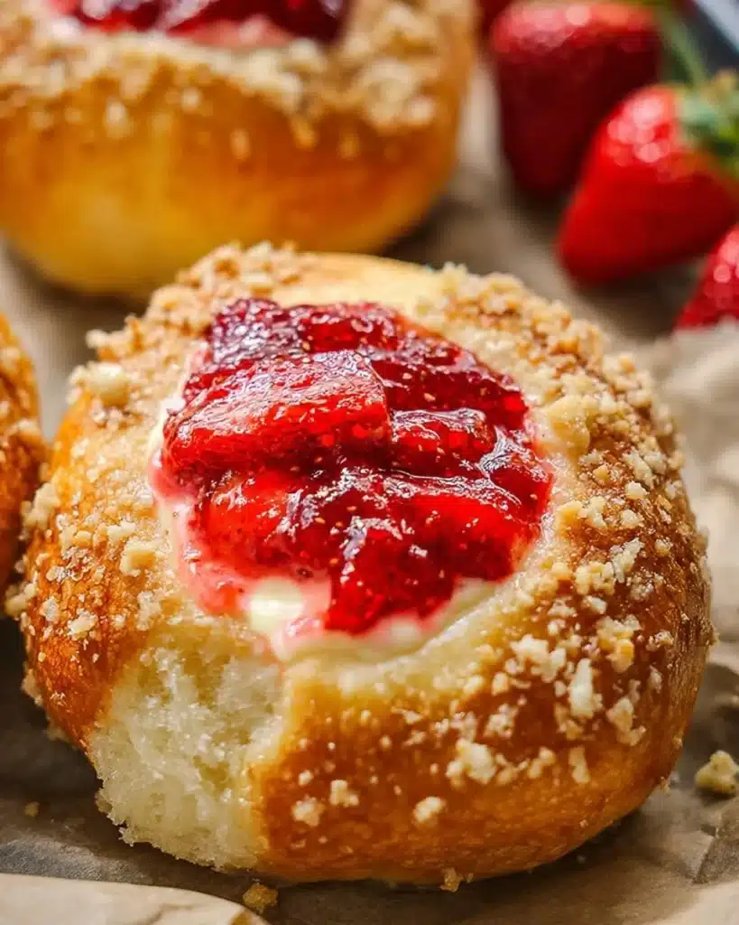 Delicious Carnival Buns with strawberry cheesecake filling