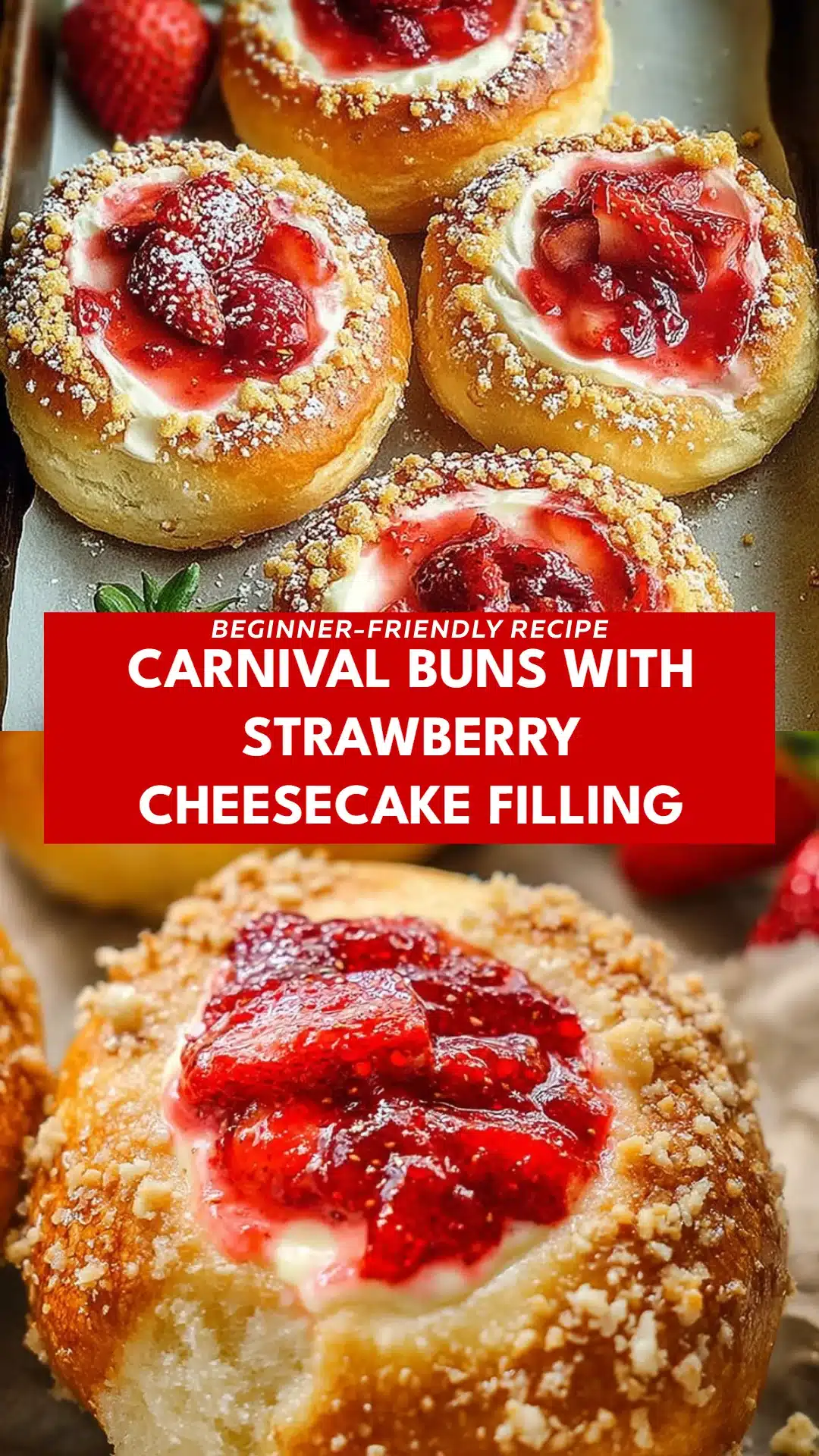 Carnival Buns with Strawberry Cheesecake Filling