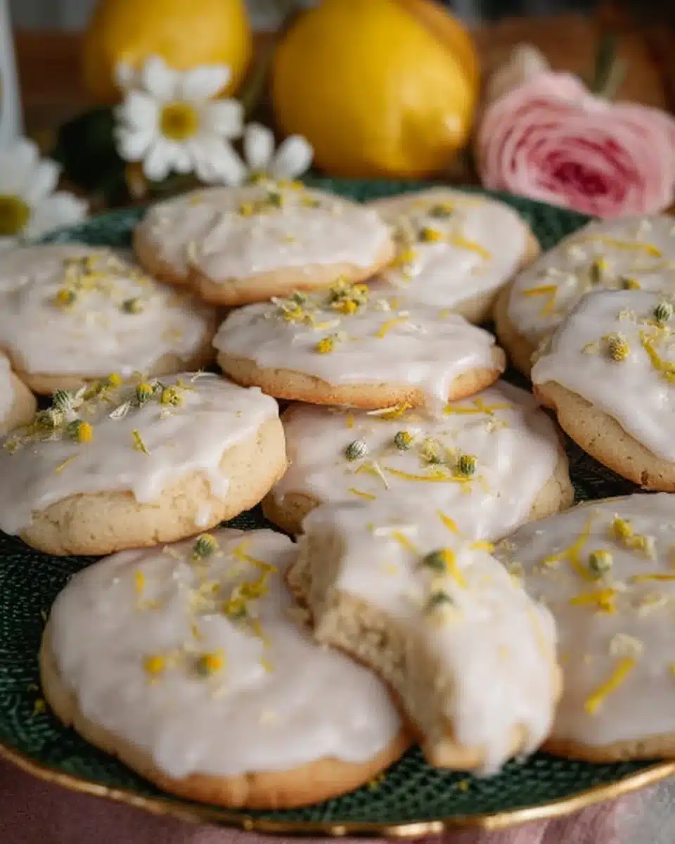 Chamomile Cookies with Lemon Icing