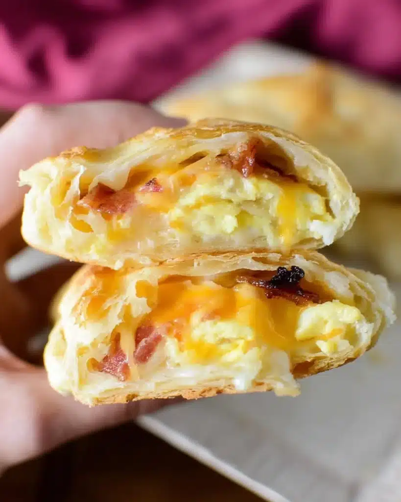 Cheesy egg and bacon sourdough sandwich served on a plate