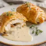 Chicken Wellington served with flavorful Dijon cream sauce