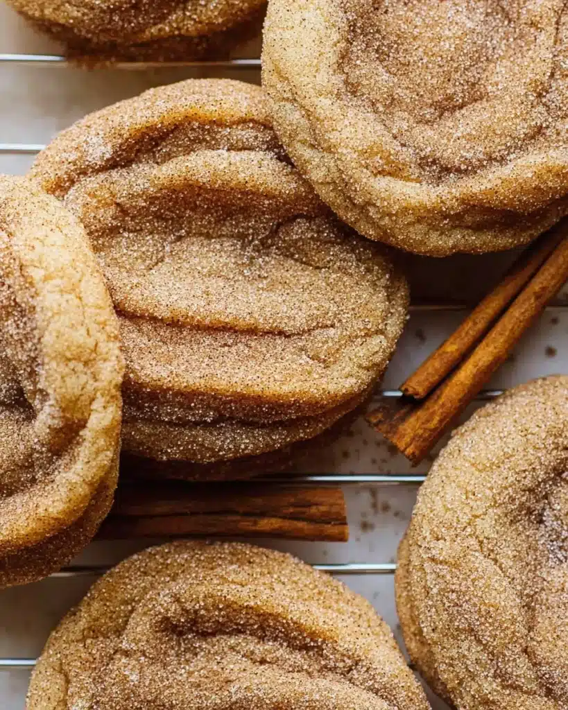 Freshly baked churro cookies sprinkled with cinnamon sugar