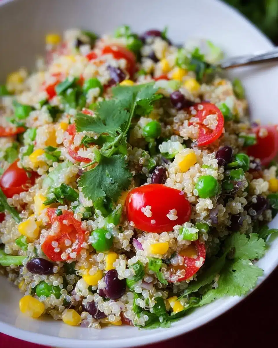 Cilantro Lime Quinoa Salad with fresh vegetables and lime dressing