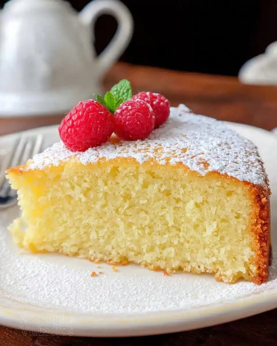 Classic Irish Tea Cake served on a plate with a cup of tea
