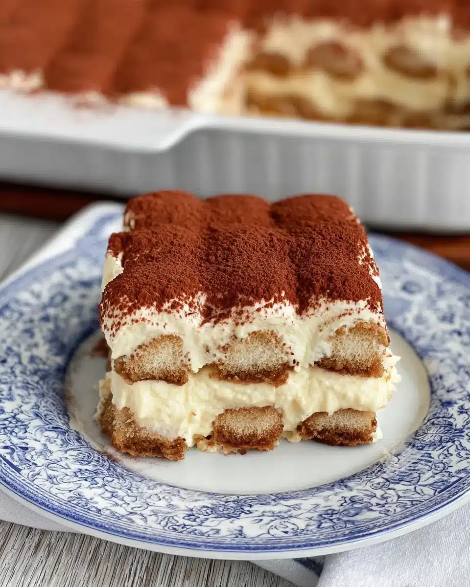 Classic Italian Tiramisu dessert with coffee-soaked ladyfingers and mascarpone cheese