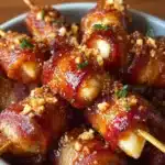 Crispy bacon mozzarella poppers ready to serve as a delicious appetizer