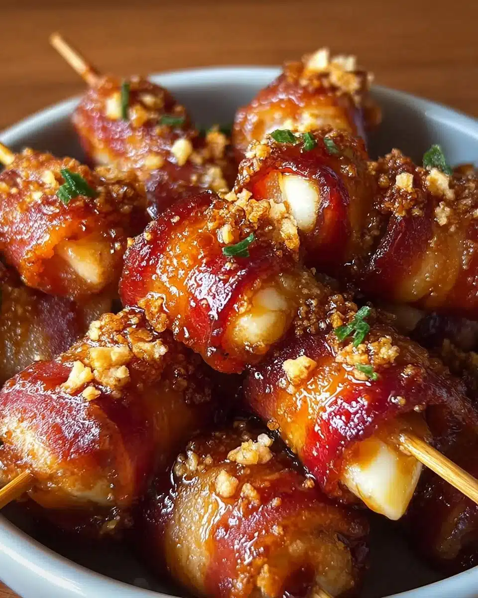Crispy bacon mozzarella poppers ready to serve as a delicious appetizer
