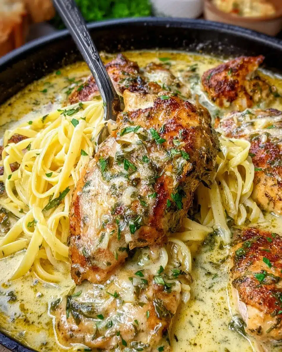 Crock Pot Angel Chicken dish served with creamy sauce and herbs