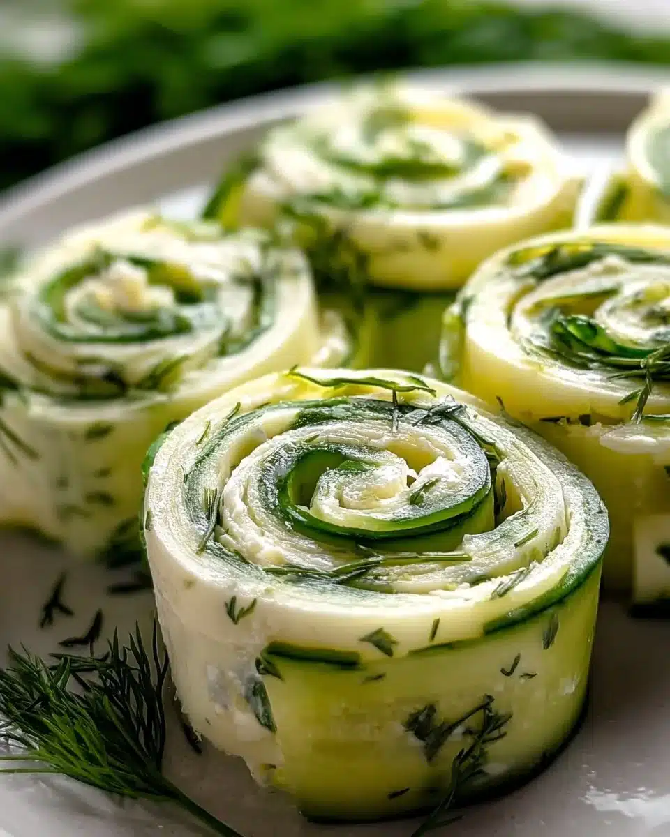 Cucumber and Dill Pinwheels on a serving platter