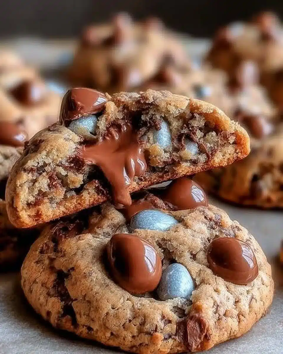 A plate of festive Easter Chocolate Cookies decorated with colorful icing and sprinkles.