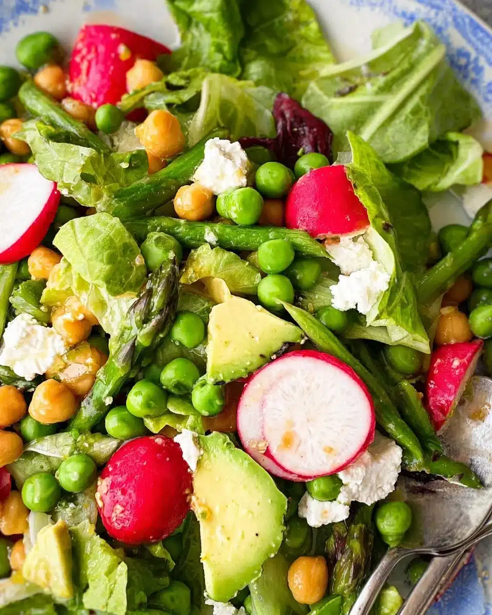Easter Spring Salad with Goat Cheese and fresh vegetables