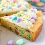 Easter Sugar Cookie Cake with colorful decorations and sprinkles