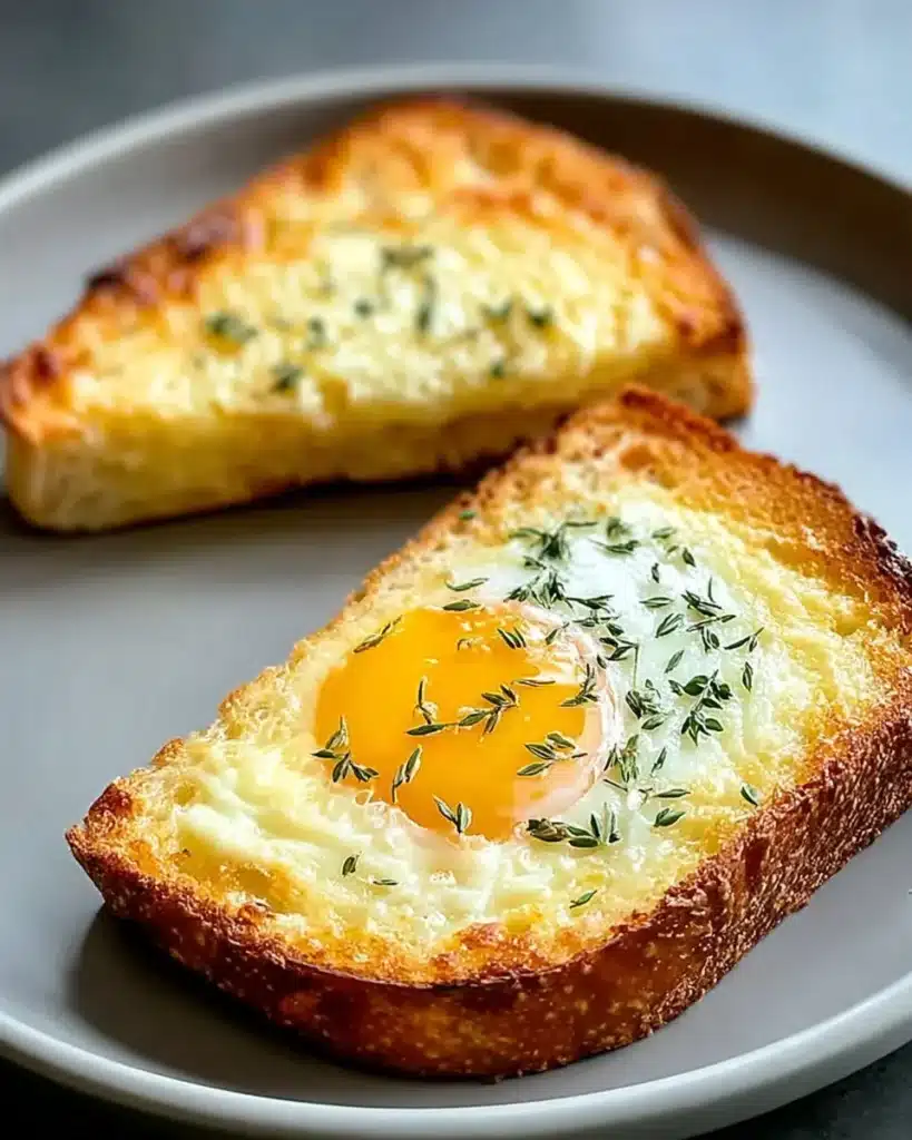 Delicious Egg and Cheese Toast served on a rustic plate