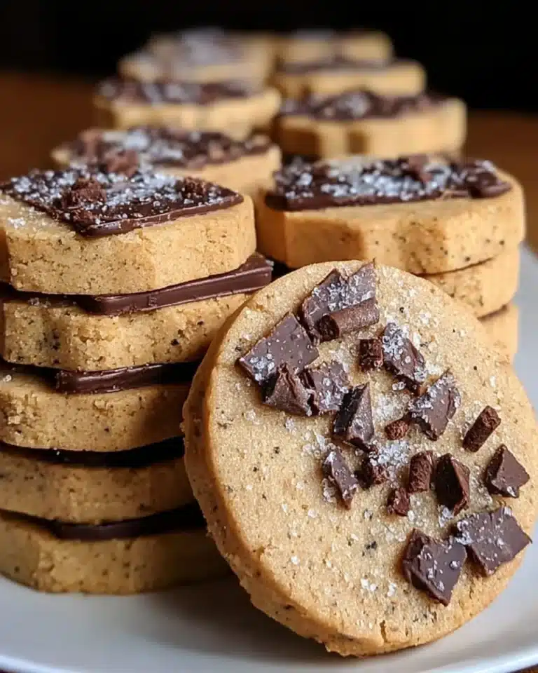 Espresso Shortbread Cookies with Toffee on a decorative plate