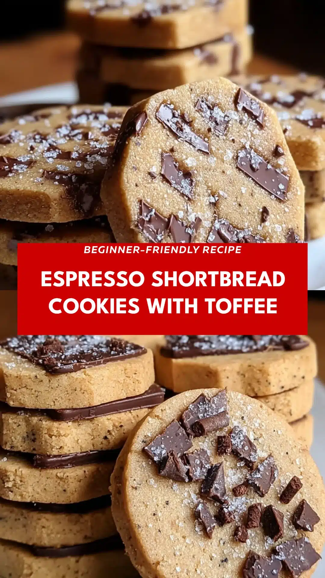 Espresso Shortbread Cookies with Toffee