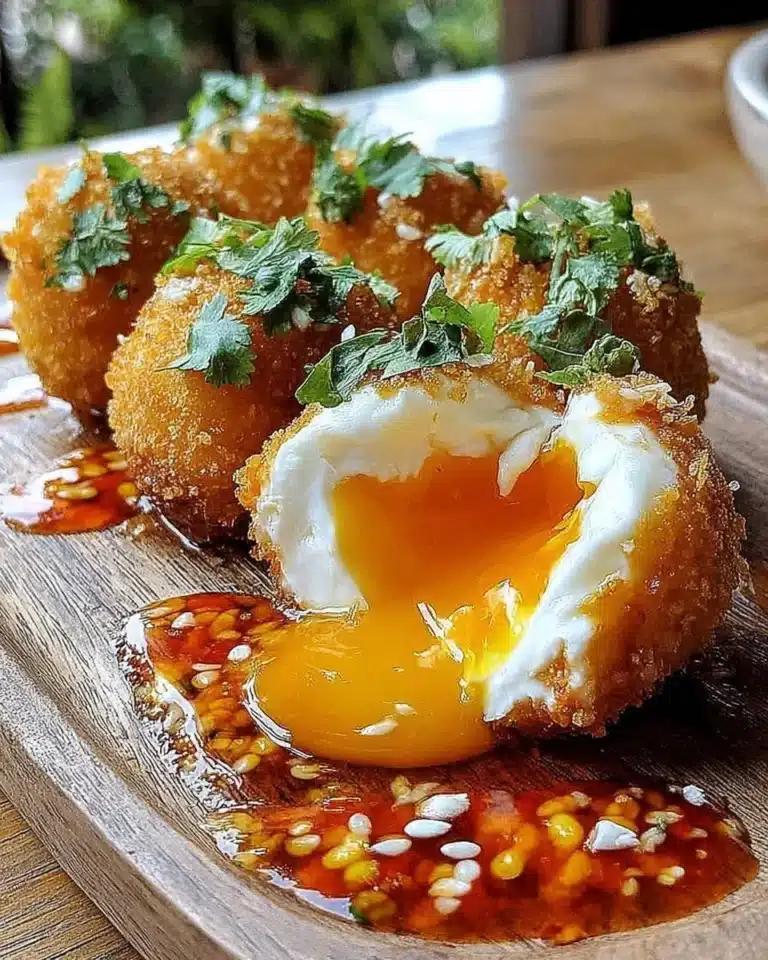 Crispy Fried Burrata served with spicy sauce on a plate
