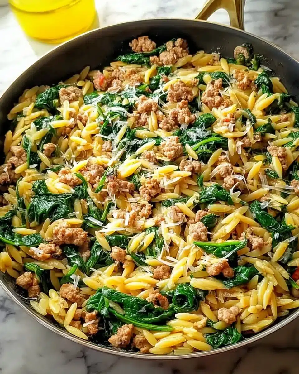 Easy Ground Turkey Spinach Orzo